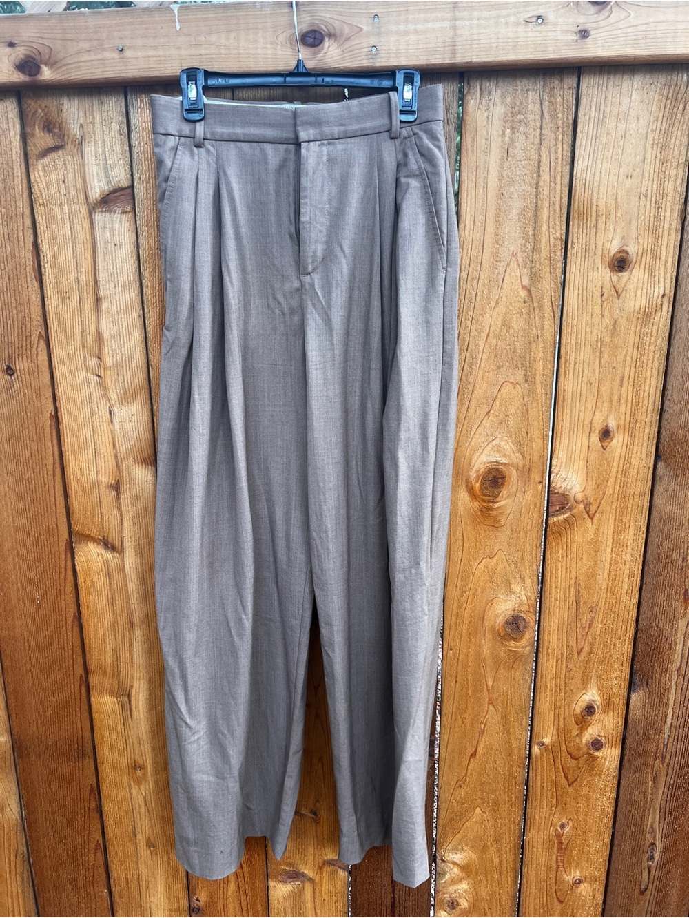 Banana Republic Taupe Wide-Leg Pleated Trousers